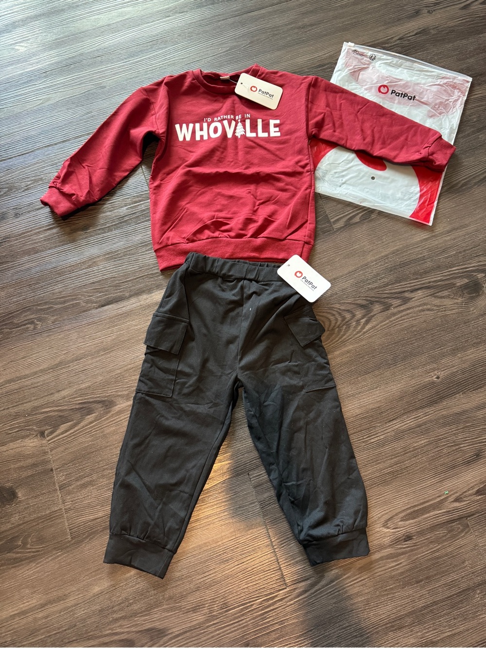 PatPat Black Cargo Jogger Pants for Kids